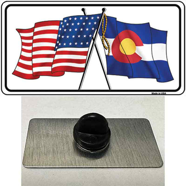 Colorado Crossed US Flag Wholesale Novelty Metal Hat Pin