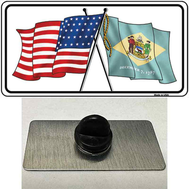 Delaware Crossed US Flag Wholesale Novelty Metal Hat Pin