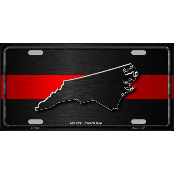 North Carolina Thin Red Line Metal Novelty License Plate