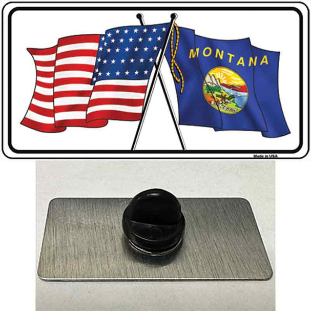 Montana Crossed US Flag Wholesale Novelty Metal Hat Pin