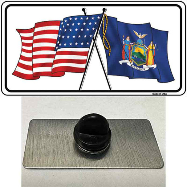 New York Crossed US Flag Wholesale Novelty Metal Hat Pin