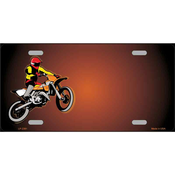 Dirt Bike Rider Offset Metal Novelty License Plate