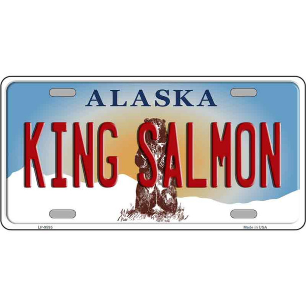 King Salmon Alaska State Background Novelty Metal License Plate