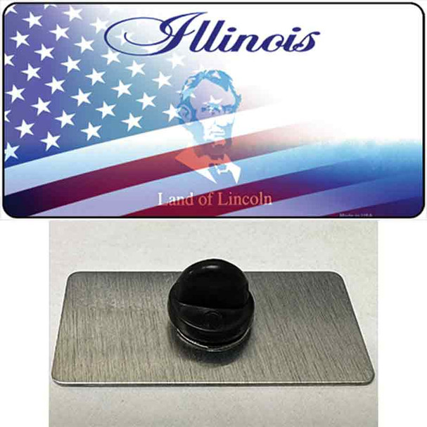 Illinois with American Flag Wholesale Novelty Metal Hat Pin