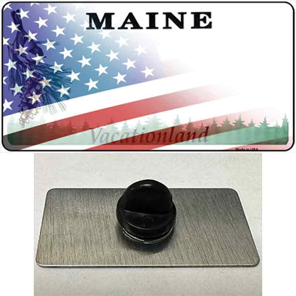 Maine with American Flag Wholesale Novelty Metal Hat Pin