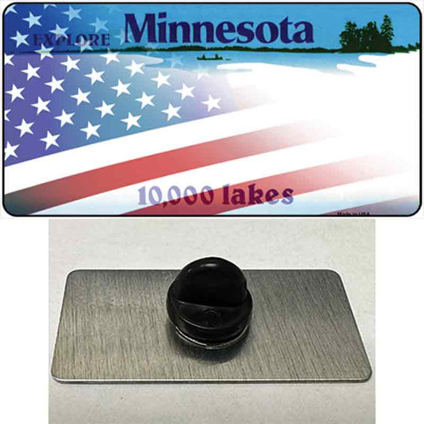 Minnesota with American Flag Wholesale Novelty Metal Hat Pin