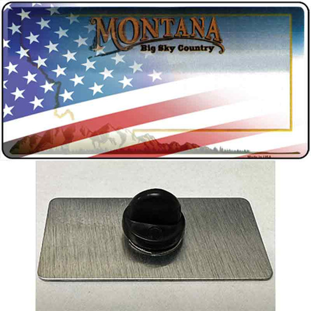Montana with American Flag Wholesale Novelty Metal Hat Pin