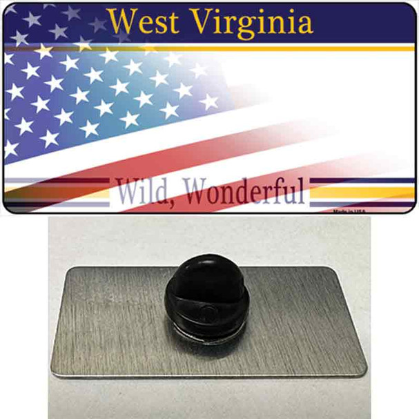 West Virginia with American Flag Wholesale Novelty Metal Hat Pin