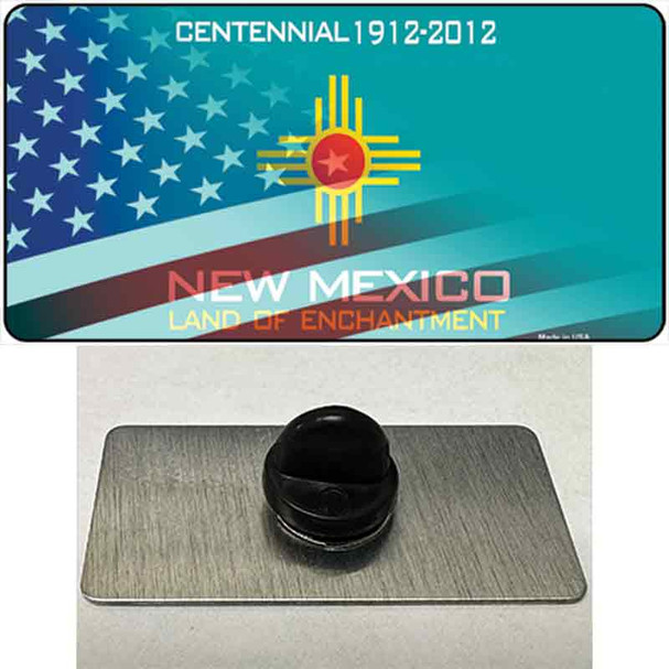 New Mexico Teal with American Flag Wholesale Novelty Metal Hat Pin