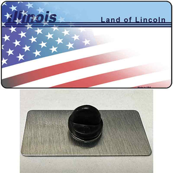 Illinois Lincoln with American Flag Wholesale Novelty Metal Hat Pin