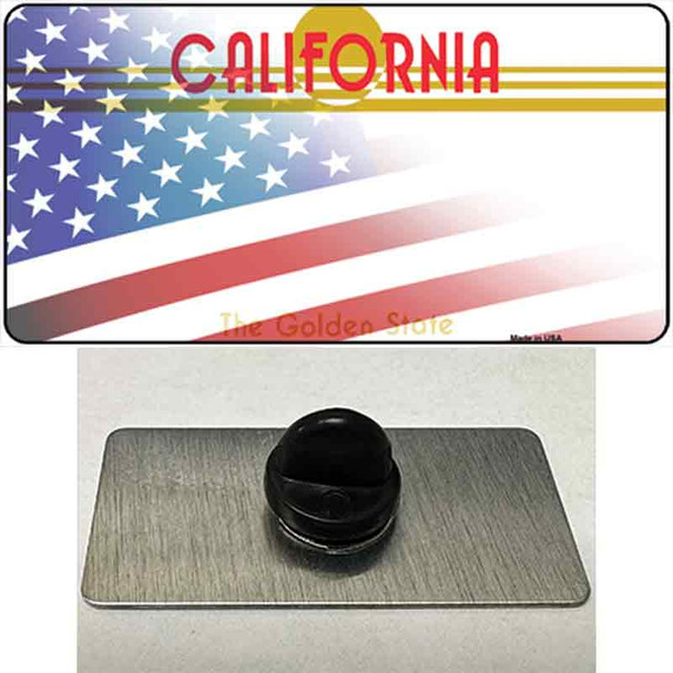 California Golden with American Flag Wholesale Novelty Metal Hat Pin