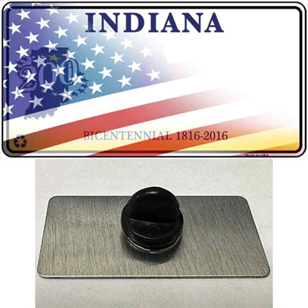 Indiana Bicentennial with American Flag Wholesale Novelty Metal Hat Pin