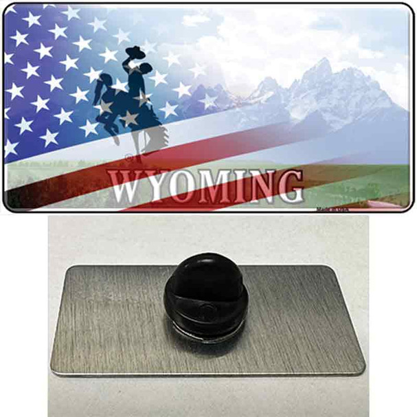 Wyoming Cowboy Plate American Flag Wholesale Novelty Metal Hat Pin