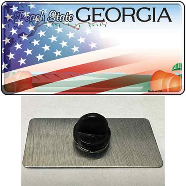 Georgia Peach with American Flag Wholesale Novelty Metal Hat Pin