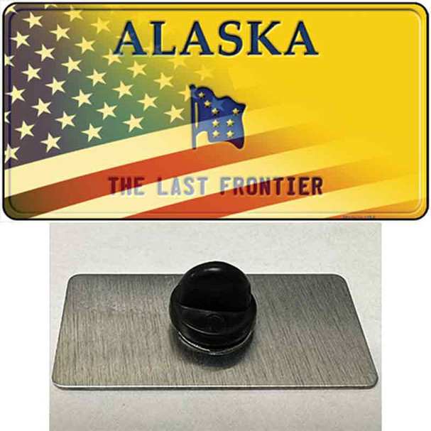Alaska Yellow with American Flag Wholesale Novelty Metal Hat Pin