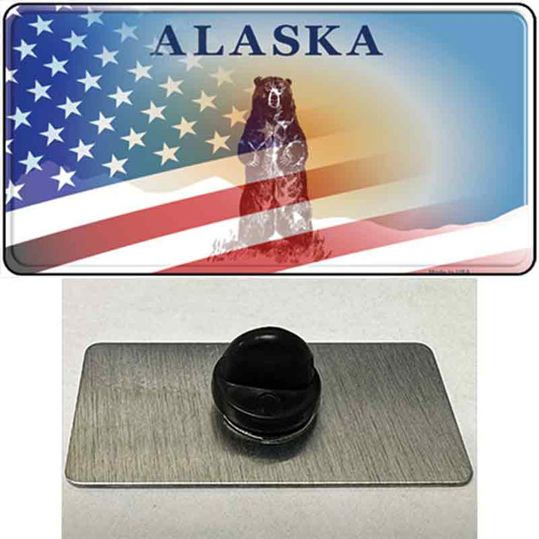 Alaska Bear with American Flag Wholesale Novelty Metal Hat Pin
