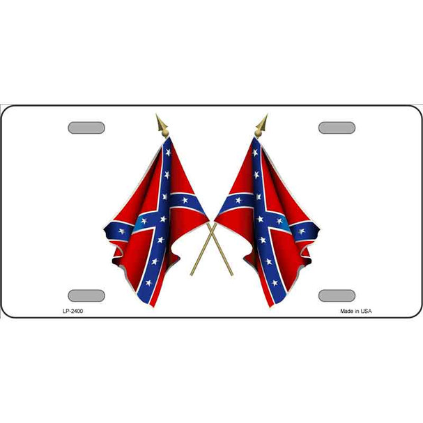 Confederate Crossed Flags Metal Novelty License Plate