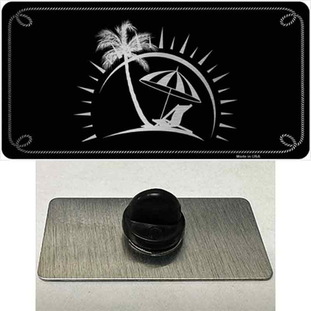 Beach Design Black Brushed Chrome Novelty Metal Hat Pin
