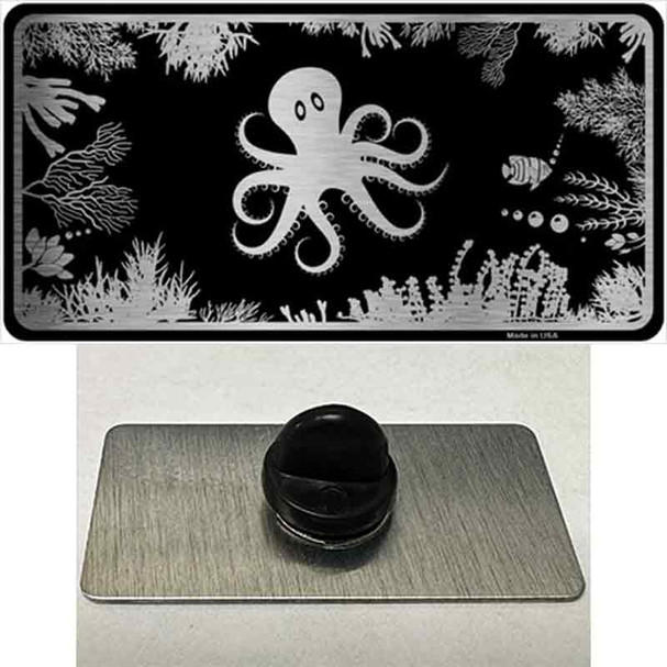 Octopus Black Brushed Chrome Novelty Metal Hat Pin