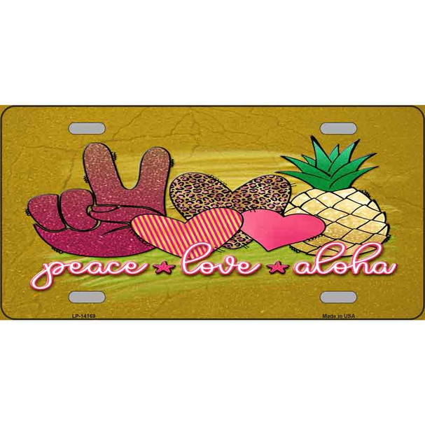 Peace Love Aloha Novelty Metal License Plate