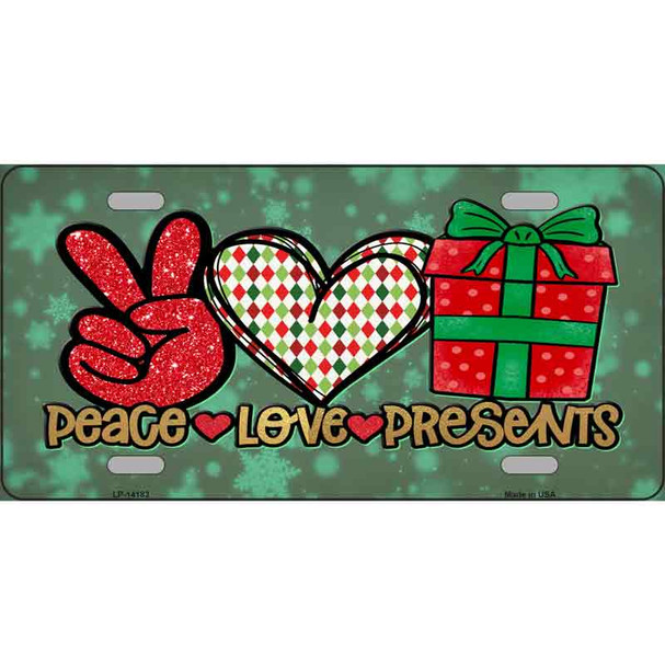 Peace Love Presents Novelty Metal License Plate