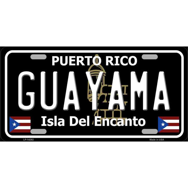 Guayama Puerto Rico Black Novelty Metal License Plate