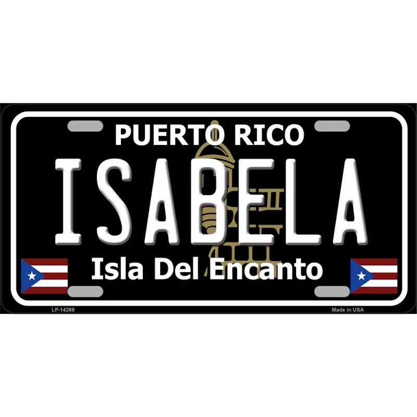 Isabela Puerto Rico Black Novelty Metal License Plate