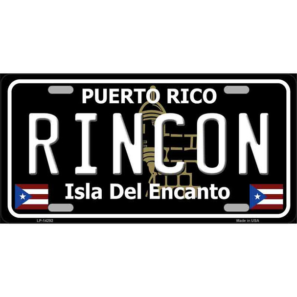 Rincon Puerto Rico Black Novelty Metal License Plate