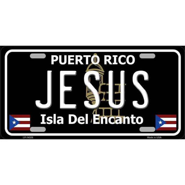 Jesus Puerto Rico Black Novelty Metal License Plate