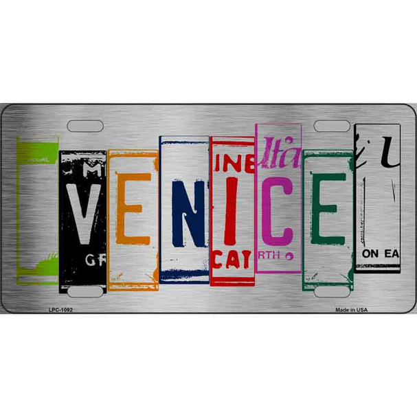 Venice License Plate Art Brushed Chrome Novelty Metal License Plate Tag