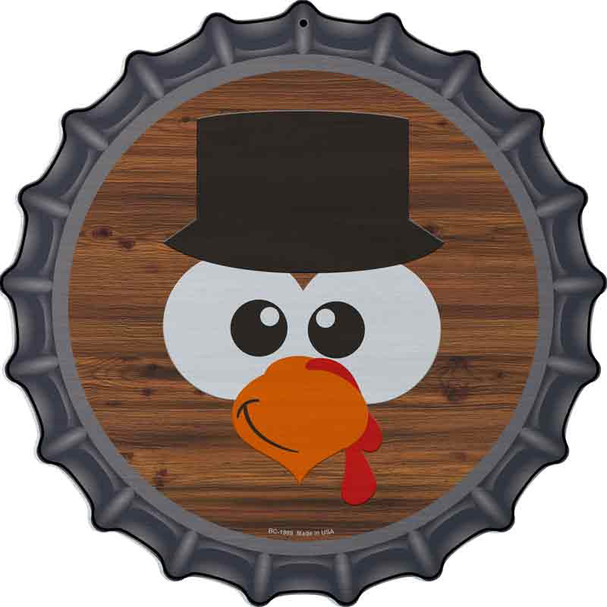 Turkey Face Top Hat Novelty Metal Bottle Cap Sign