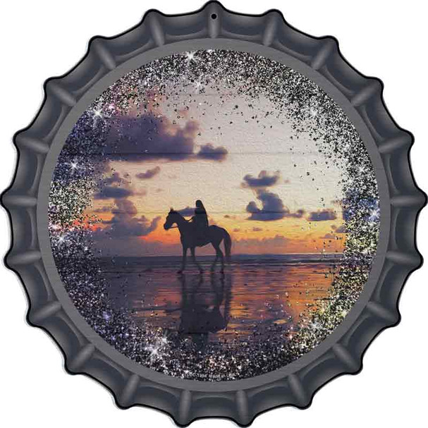 Horse Silhouette in Water Novelty Metal Bottle Cap Sign