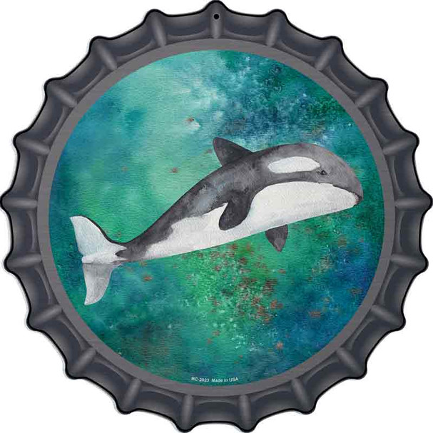 Whale Aqua Novelty Metal Bottle Cap Sign