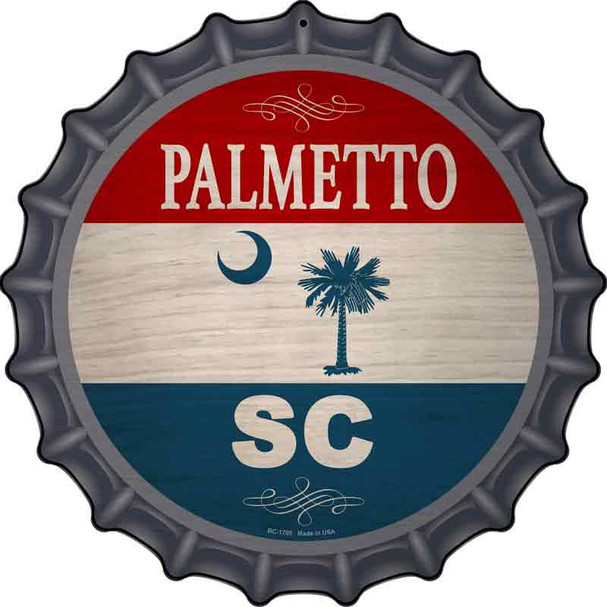 Palmetto SC Flag Novelty Metal Bottle Cap Sign BC-1785