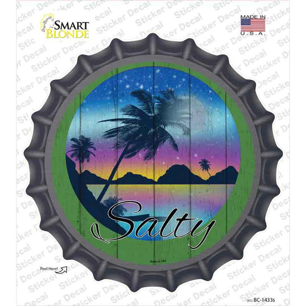 Salty Beach Scene Novelty Bottle Cap Sticker Decal