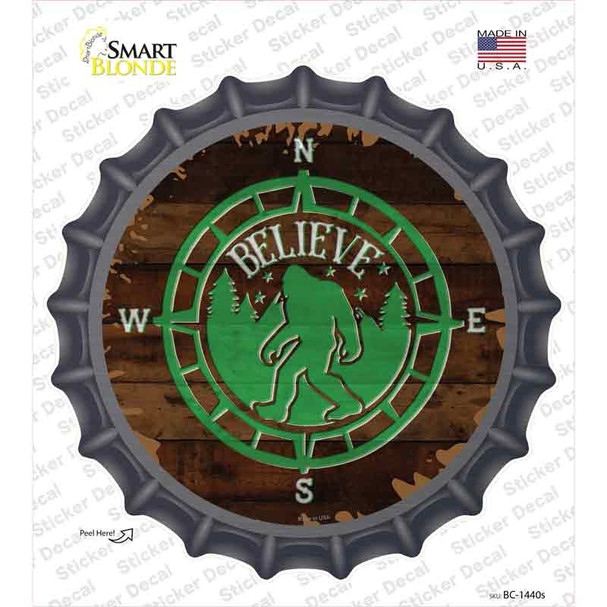 Sasquatch Compass Believe Novelty Bottle Cap Sticker Decal