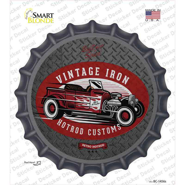 Vintage Iron Red Novelty Bottle Cap Sticker Decal