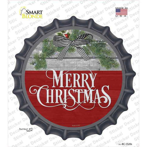 Merry Christmas Wreath Novelty Bottle Cap Sticker Decal