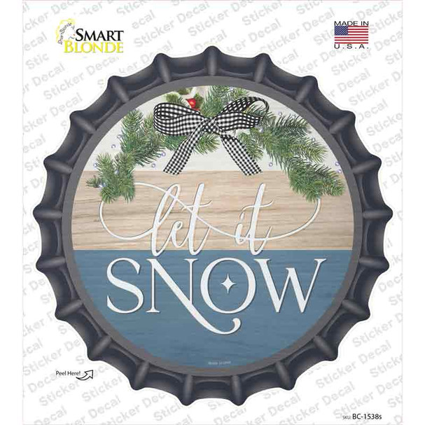 Let It Snow Bow Wreath Novelty Bottle Cap Sticker Decal