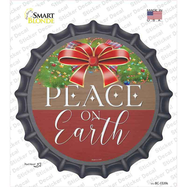 Peace On Earth Bow Wreath Novelty Bottle Cap Sticker Decal