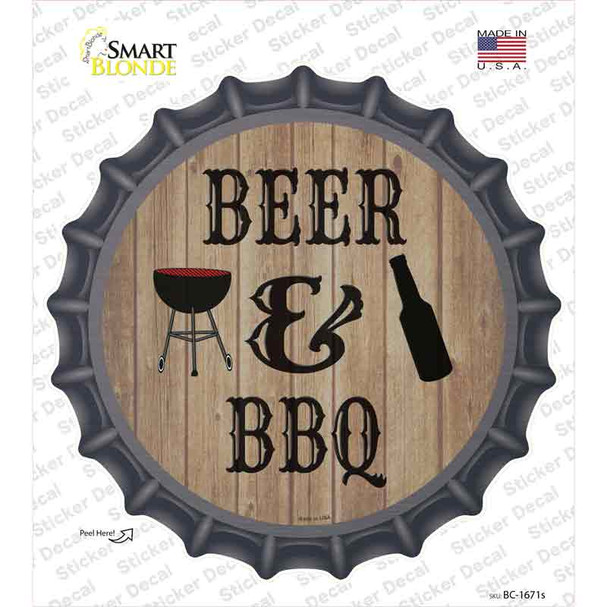 Beer And BBQ Novelty Bottle Cap Sticker Decal