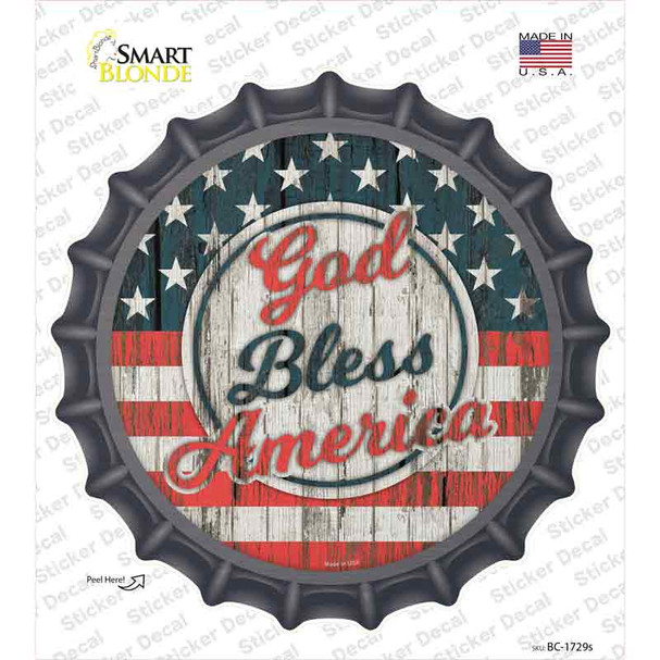 God Bless America Script Novelty Bottle Cap Sticker Decal