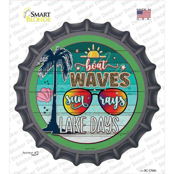 Boat Waves Sun Rays Novelty Bottle Cap Sticker Decal