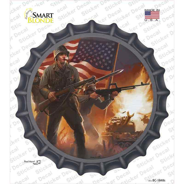 Soldiers Fighting Novelty Bottle Cap Sticker Decal