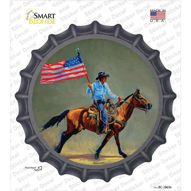 Horse Rider With Flag Novelty Bottle Cap Sticker Decal