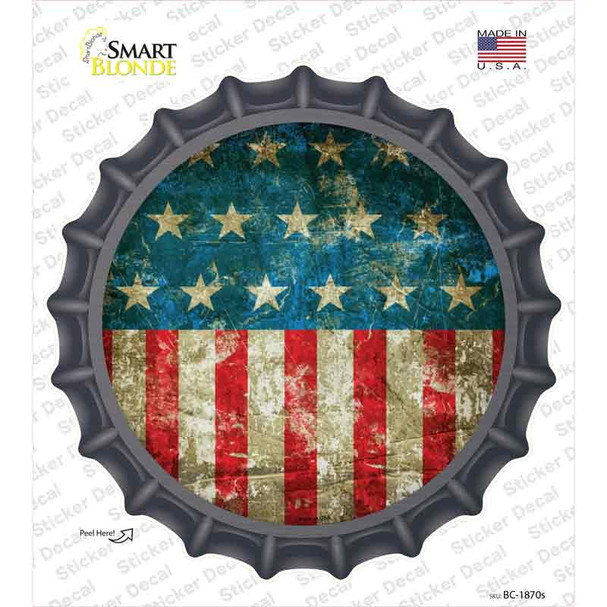 American Flag Distressed Novelty Bottle Cap Sticker Decal