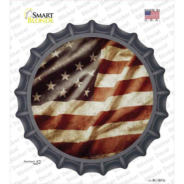 Vintage American Flag Novelty Bottle Cap Sticker Decal