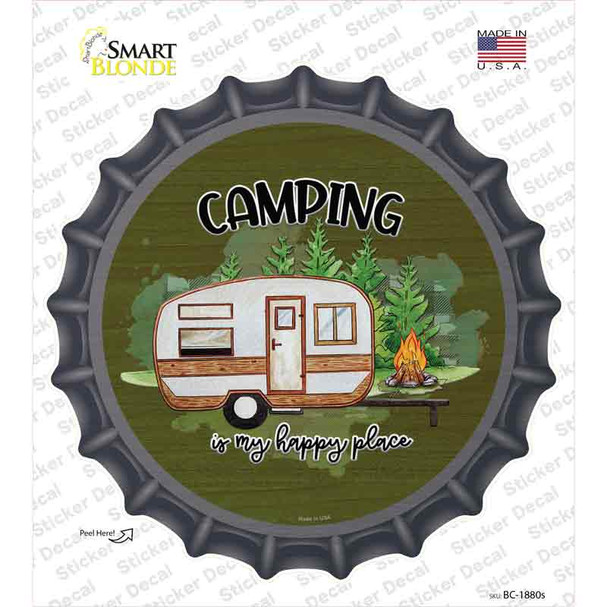 Camping Is My Happy Place Novelty Bottle Cap Sticker Decal