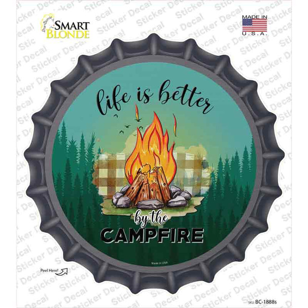 Better By The Campfire Firepit Novelty Bottle Cap Sticker Decal
