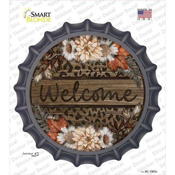 Welcome Flowers Animal Print Novelty Bottle Cap Sticker Decal
